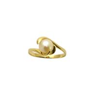 Zlatý dámsky prsteň s bielou perlou                                             